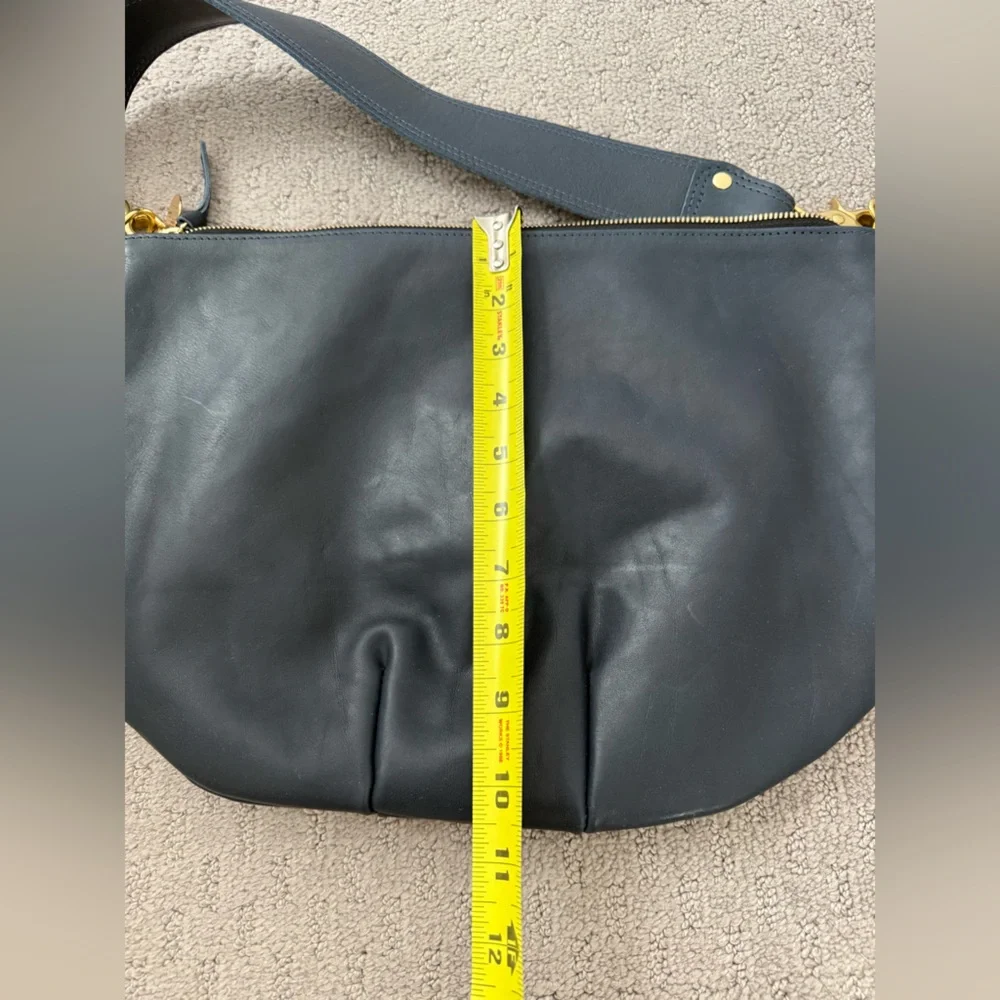 Clare V Moyen Messenger in Blue Leather - Picture 5 of 6